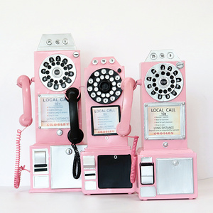 复古粉色电话机墙面挂件收音机模型摆件网红店装饰店铺服橱窗展示