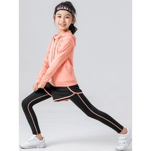 李宁路伊梵儿童运动套装女童羽毛球跑步速干瑜伽健身训练服中大童