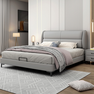 IKEA宜家现代简约真皮1.35米小户型齐边床1.2m实木软包小尺寸布床