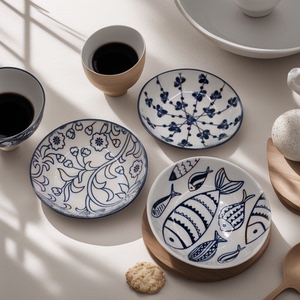 【小嘟角落】日式陶瓷盘子早餐意面盘家用创意手绘小鱼盘个性餐具