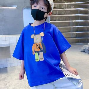 巴拉巴柆韩系100纯棉短袖t恤夏季男童装2023新款潮牌小熊帅气卡通