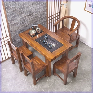 老船木茶桌椅组合复古茶桌实木茶艺桌家具中式功夫茶几泡茶台