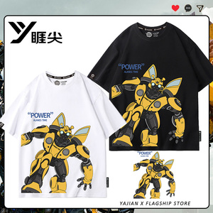变形金刚联名短袖T恤男大黄蜂夏季机器人周边印花男童衣服体恤潮