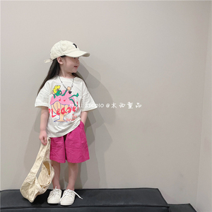 巴拉巴柆清货木西童品2024夏韩国版男女童短袖卡通T恤潮宝宝可爱