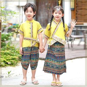 网红款傣族服装儿童男童夏季小女孩民族风套装云南西双版纳舞蹈表