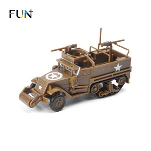乐加 4D拼装1:72美军二战M3A1半履带装甲车模型 军事玩具摆件礼品