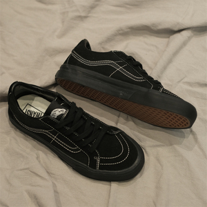 Sk8 low低帮男鞋休闲鞋纯黑色黑武士复古学生滑板鞋硫化帆布鞋