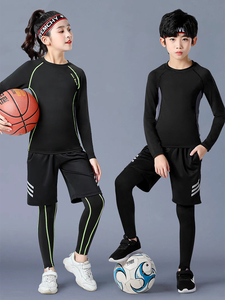 安踏新品儿童打底套装篮球训练服男童女童运动速干紧身衣足球服装
