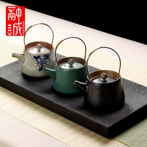 仿古茶壶提梁壶陶瓷复古泡茶器家用铜把单壶茶水壶日式功夫茶具