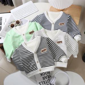 韩版宝宝秋季外套1-2-3岁男童小童加绒开衫婴儿秋装