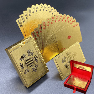 55张金色的扑克牌pvc塑料防水防折黄金高级卜克土豪金金箔高颜值