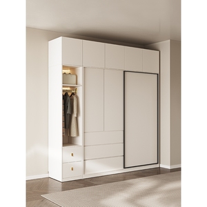 IKEA宜家奶油风肤感推拉门衣柜卧室家用小户型现代简约收纳组装柜