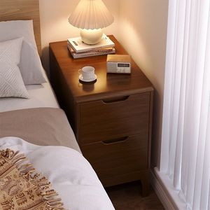 精致小纯实木床头柜无甲醛榉木色超薄窄版简约现代卧室夹缝床边柜