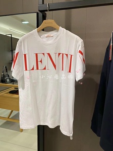 代购Valentino/华伦天奴 经典字母LOGO标圆领T恤女宽松短袖男