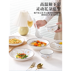 宜家乐北欧风碗碟套装家用2024新款碗筷盘子组合高颜值碗具碗盘餐