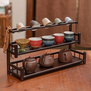 茶杯架桌面置物架茶桌茶架带沥水博古架茶台摆件茶架子茶具收纳柜