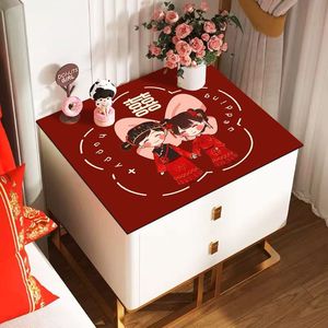 喜床柜布盖结婚婚饰房水装头吸水桌布卧室红色喜防庆吸尘罩字橡垫