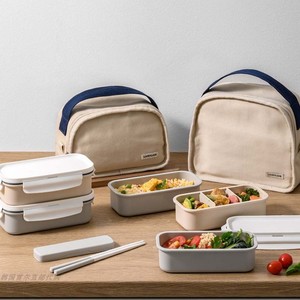 韩国代购直邮LocknLock日常棉质午餐盒 + 袋子套装长方形 3 层
