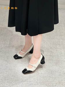 Di­or/迪­奥 24新款经典皮革孔眼细节方头粗跟高跟玛丽珍鞋女鞋