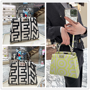 法国正品Fendi/芬迪23新品白色牛皮标志性扭锁小手提单肩斜挎女包