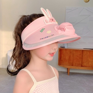 蕉下儿童防晒帽夏季女童电风扇帽空顶男孩遮阳帽可爱兔耳朵宝宝太