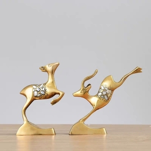 印度纯铜情侣鹿摆件对象工艺品创意奢华艺术品酒柜茶几桌面装饰品