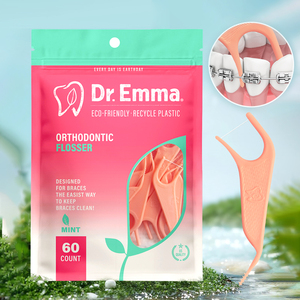 Dr.Emma薄荷正畸牙线棒 灰色粉色细滑牙线牙签 清洁矫正牙套专用
