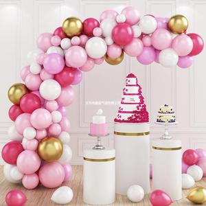 周年庆马卡龙粉色气球套装组合商场节日派对白色金色饰景气球装扮