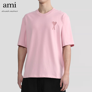 现货热卖Ami Paris男女短袖T恤简约舒适爱心logo刺绣马卡龙打底衫