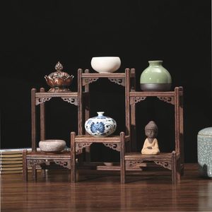 鸡翅木博古架中式小多宝阁茶具架子实木置物架茶壶架摆件架展示架