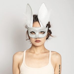 兔子面具圣诞节万圣节化妆舞会道具成人款diy半脸兔女郎半妆面罩