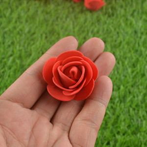 包邮3.5cm仿真泡沫PE玫瑰花朵手工装饰花花环用花假花小花头100个