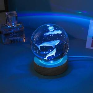 海洋水晶球带灯玩具地摊货源闪光海豚海洋动物星空幼儿园发光礼品