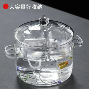 玻璃消毒锅耐高温黑晶炉可加热煮茶杯器大号特大带盖子茶洗茶具