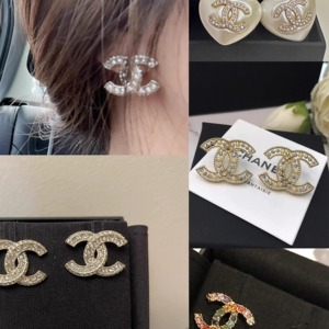 代购 香奈儿Chanel耳环女经典字母双C珍珠耳钉24新款爱心镶钻耳饰