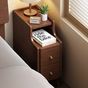 宜家乐实木床头柜小型超窄卧室35cm宽40简约20公分迷你夹缝床边柜