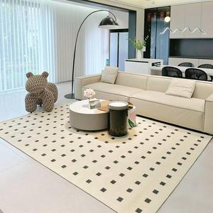 黑石公寓羊毛法式地毯客厅防水抗污沙发毯混纺米白卧室轻奢高级感