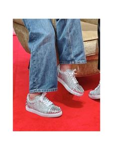 法国直邮Christian Louboutin/路铂廷铆钉绒面系带24新款板鞋女鞋