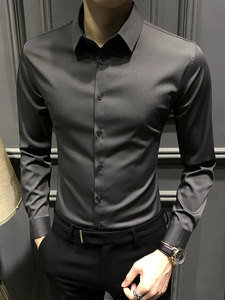 GXG春秋高级衬衫男长袖新款高端加绒免烫休闲商务衬衣男士修身男