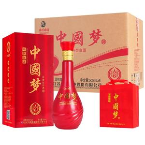 中国梦白酒浓香型纯粮食酒水整箱特价礼盒装52度500ml*6瓶