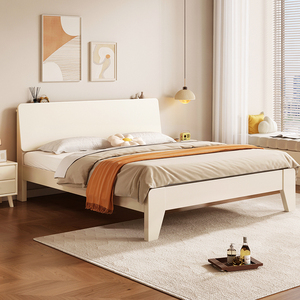 全实木床简约现代白色主卧1.8米双人床大床北欧1.5m床1.2米单人床
