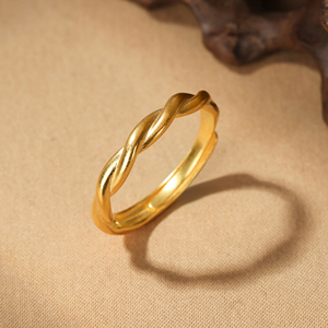 黄金戒指情侣对戒足金999戒指莫比乌斯环素圈结婚一对纯金金戒指