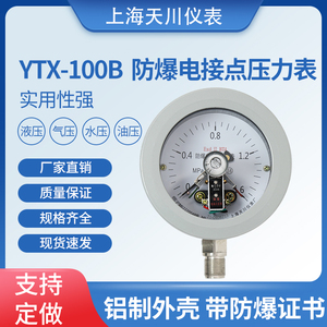 YTX-100B防爆电接点压力表ExdllBT4煤气研磨机专用上海天川仪表厂