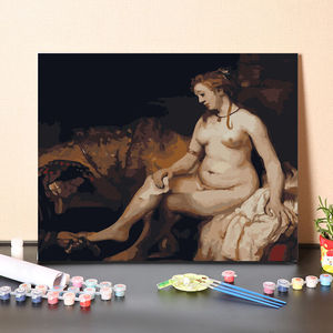 美女人体画数字油手工填充卧室挂裸艺术手绘涂色油彩2375擦拭身体