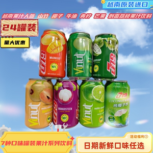越南J79果味饮料罐装椰子刺番荔枝牛油果山竹青柠人参果汁 多口味