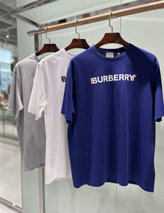 代购正品Burberry/巴宝莉彩色字母拼色印花宽松圆领短袖T恤男女款