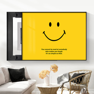 黄色笑脸电表箱装饰画现代简约个性配电箱遮挡多媒体电闸盒挂画