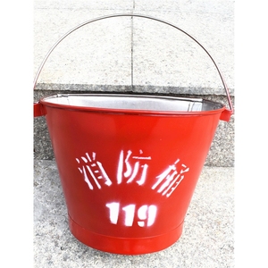 201不锈钢消防桶 半圆形304消防沙桶119红色印字加工定做消防专用