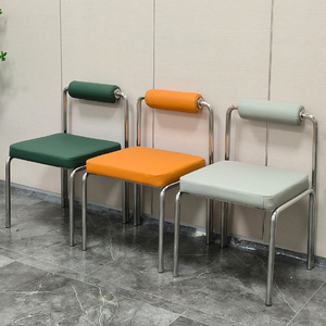 不锈钢椅子靠背椅餐桌椅餐椅家用凳子餐厅客厅轻奢高级感设计师款
