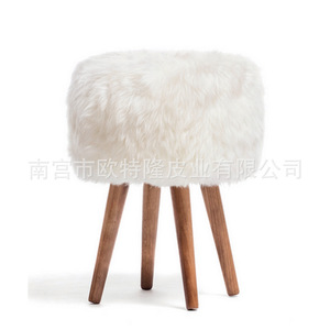跨境北欧矮凳圆凳 羊毛创意穿鞋凳 时尚小户型卧室沙发羊毛化妆凳